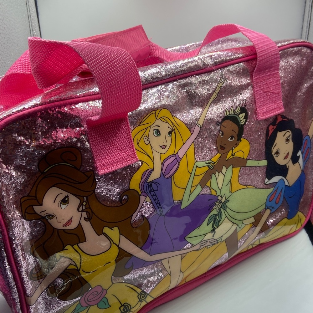 Disney Princess Travel Suitcase Bag Shoulder Strap Pink Sparkly